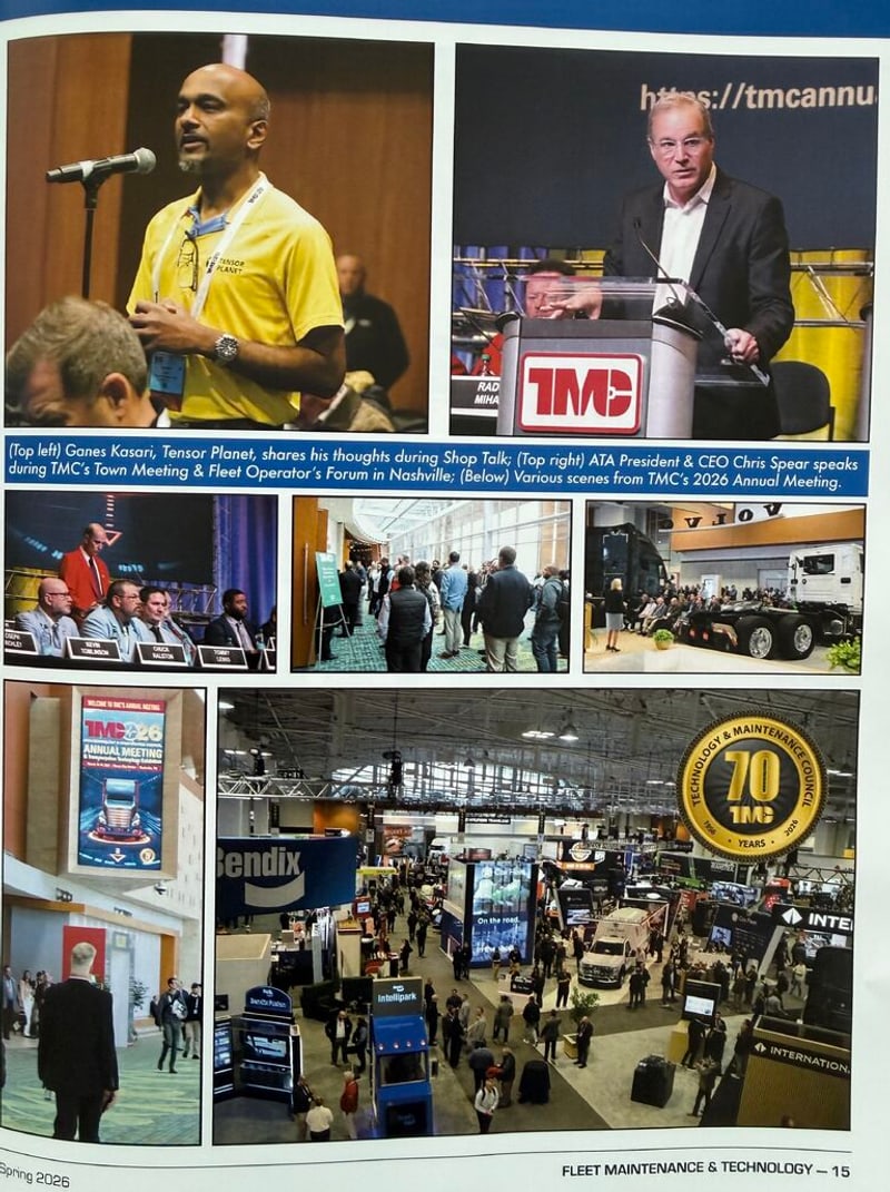 Fleet Maintenance and Technology, Spring 2026, covering Ganes Kesari speaking during TMC Shop Talk